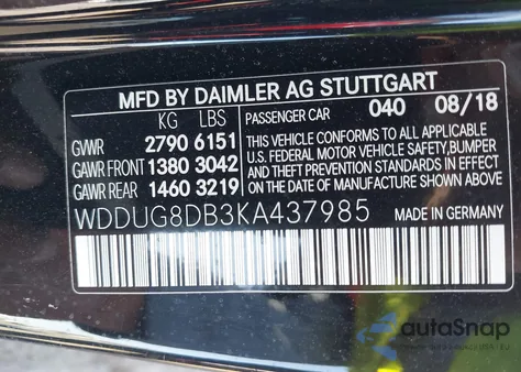 2019 Mercedes-Benz S 560 z USA, uszkodzony, nr VIN WDDUG8DB3KA437985